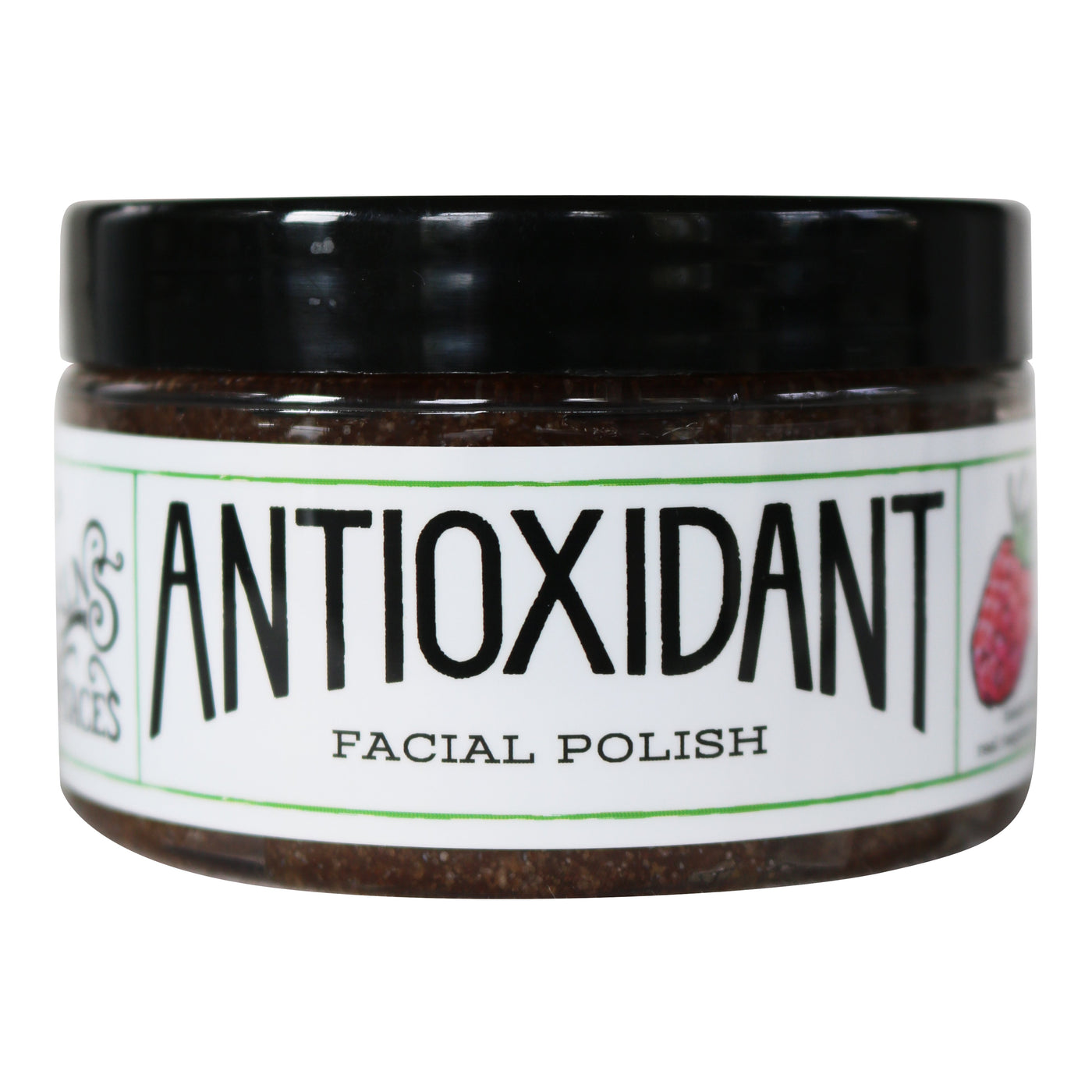 4 oz jar of antioxidant face polish scrub wrapped in a white label