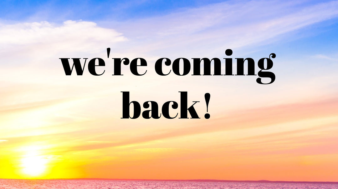 sunrise image with text: we're coming back!
