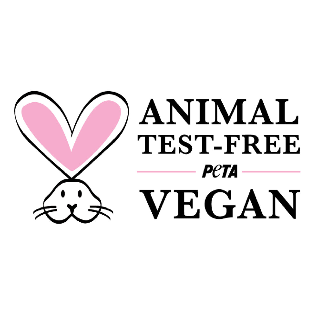PETA label animal test free and vegan with pink bunny