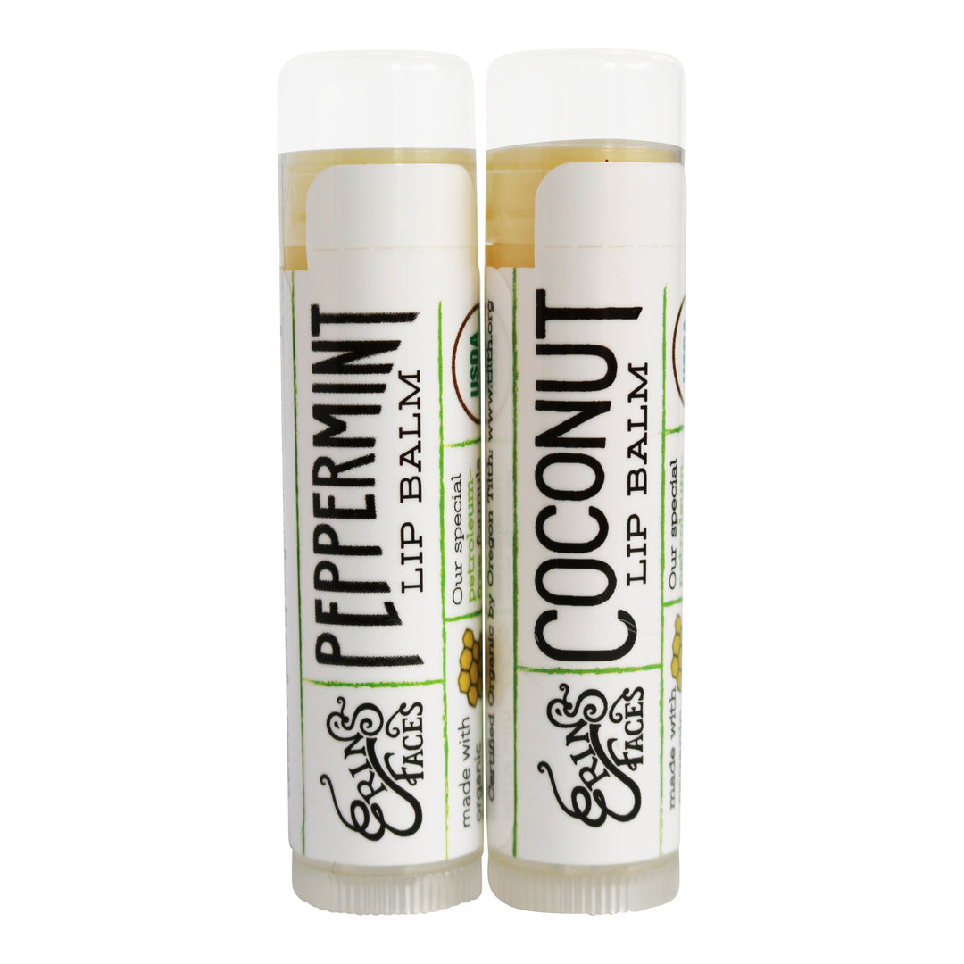 the peppermint and coconut lip balm as a duo