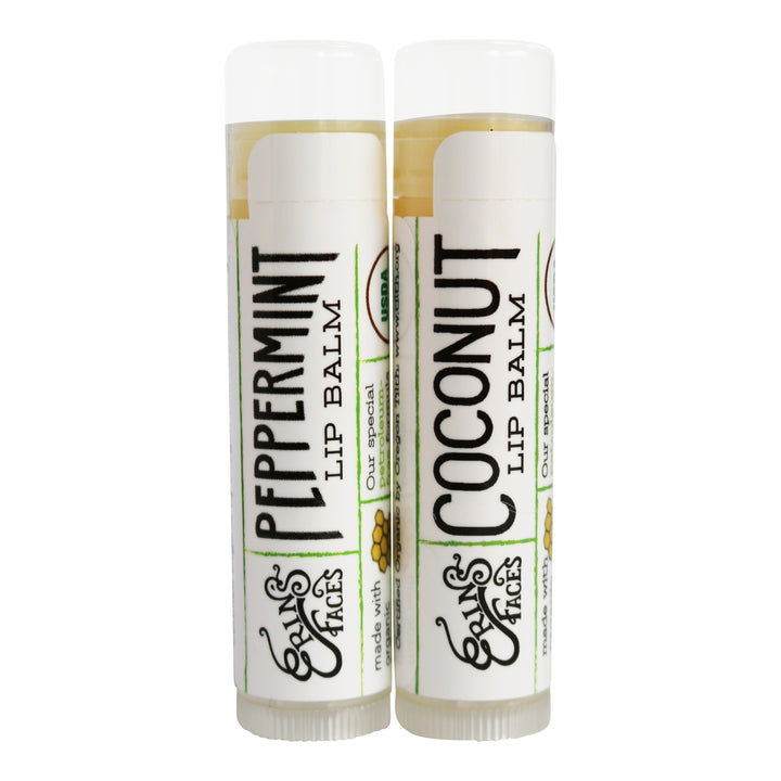 the peppermint and coconut lip balm as a duo