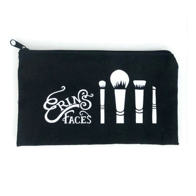 Erin's Faces makeup black and white bag for brushes and other cosmetics
