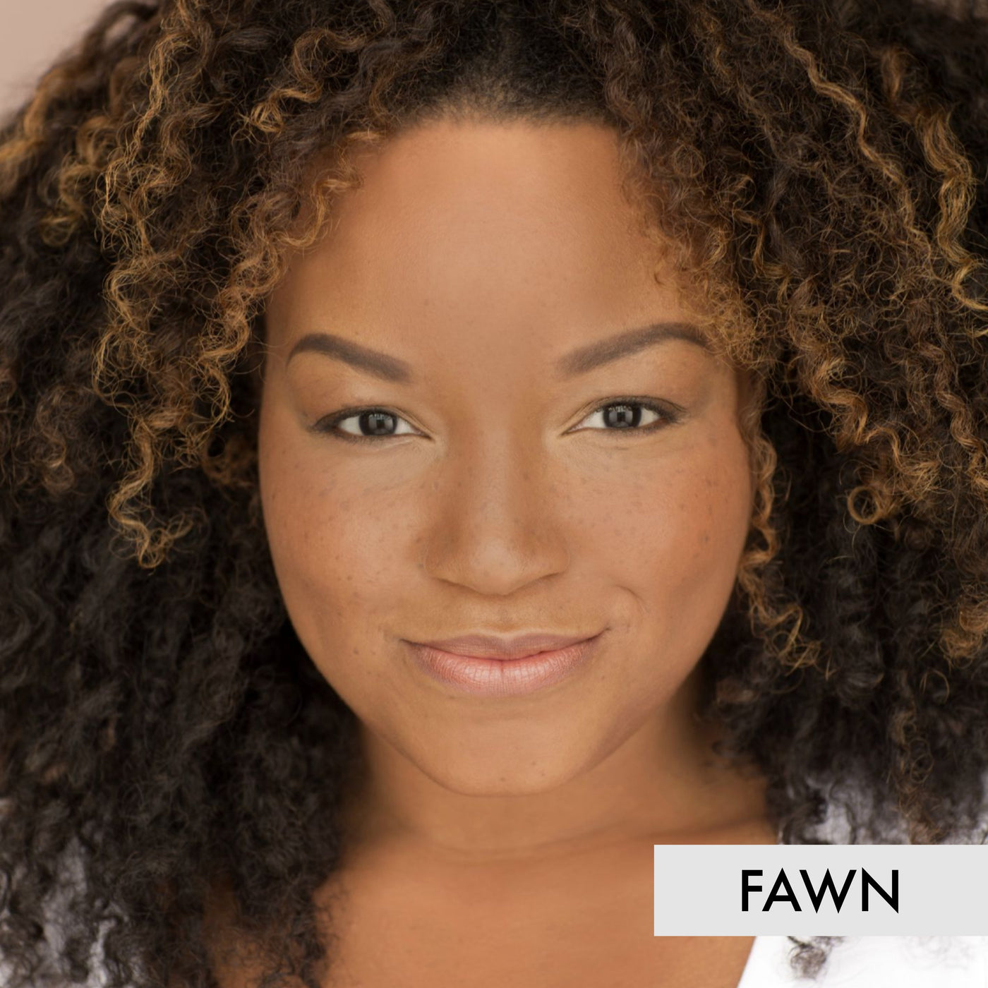 profile of woman wearing the fawn liquid powder foundation makeup