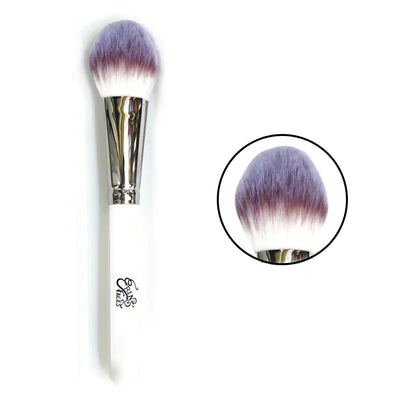 vegan powder brush with magnified picture of the brush tip