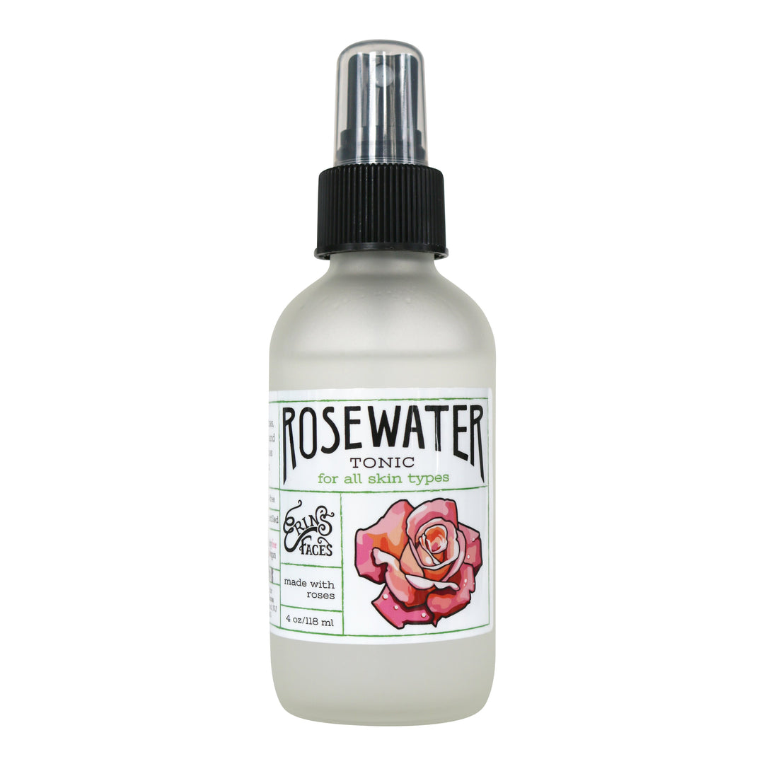 4oz spray bottle of vegan rosewater facial toner