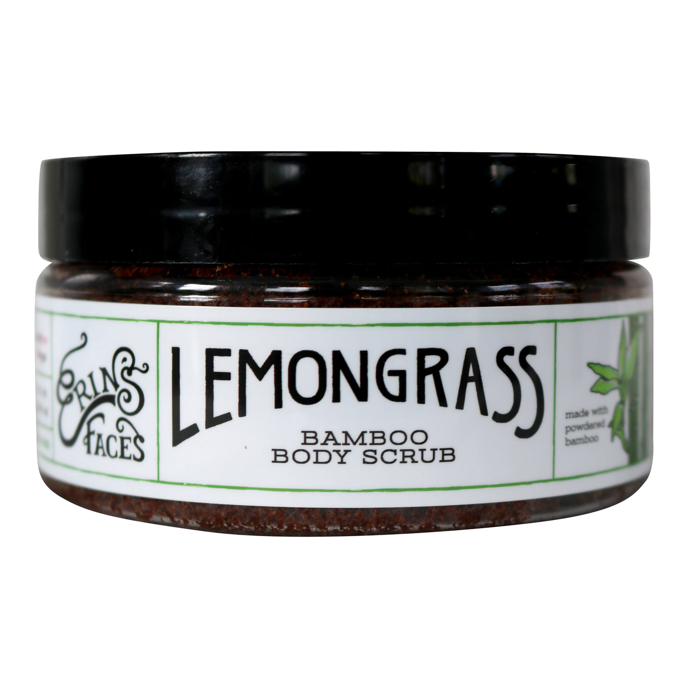 lemongrass bamboo body scrub exfoliant in a 8oz closed container