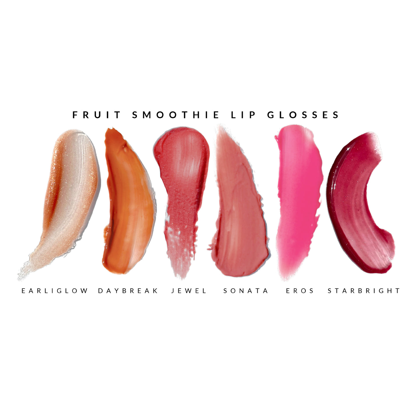 fruit smoothie lip gloss swatches - see product description for shades