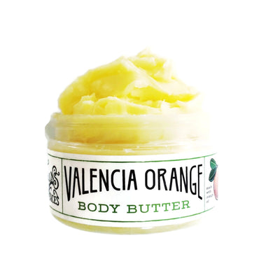 open container of the hydrating valencia orange body butter with no lid